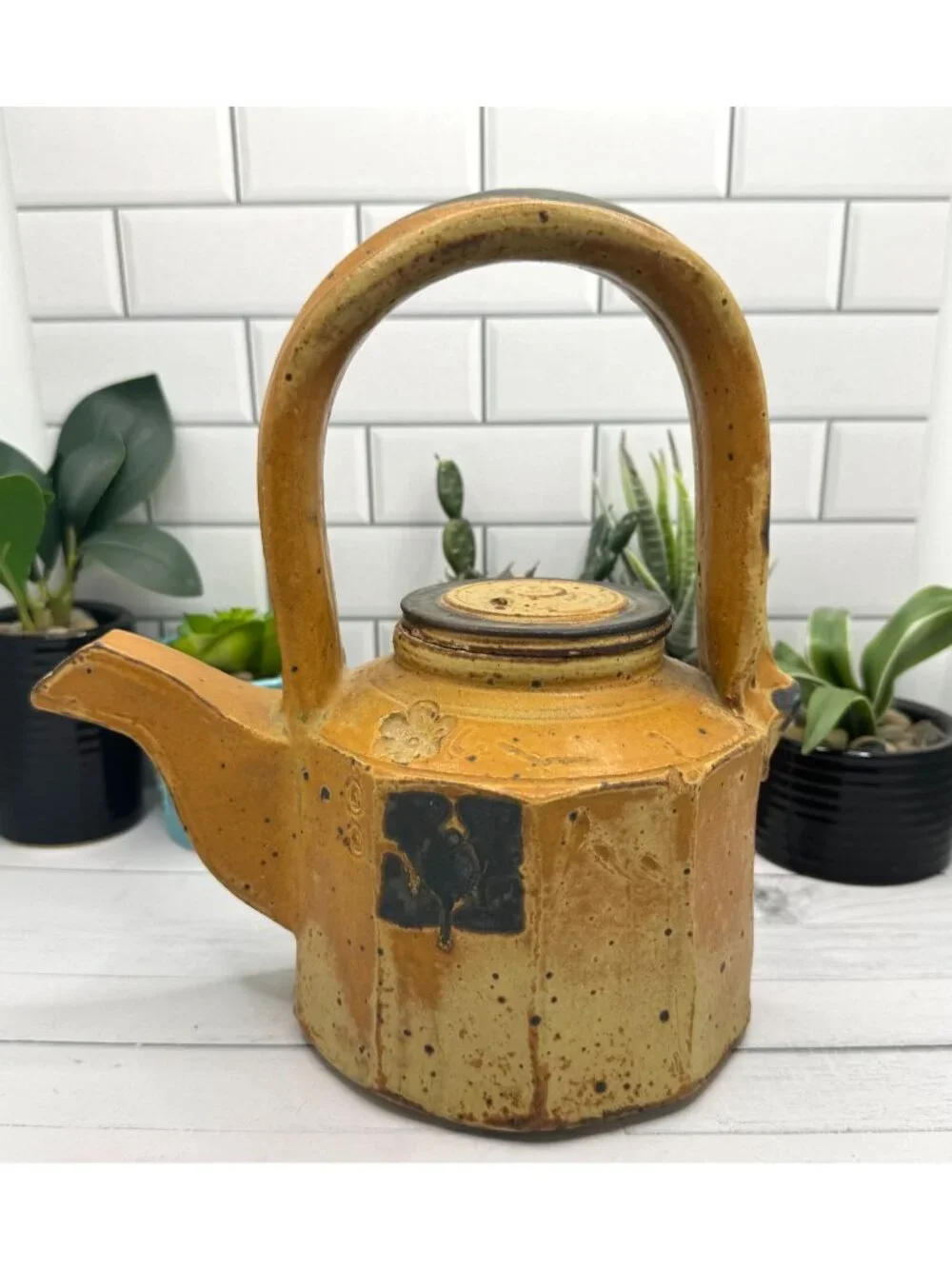 Palm Tree Pottery Stoneware Teapot With Lid By John Glick